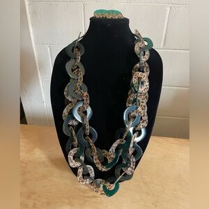 Sassy Jones Necklace and Earrings with Green and Leopard Accents